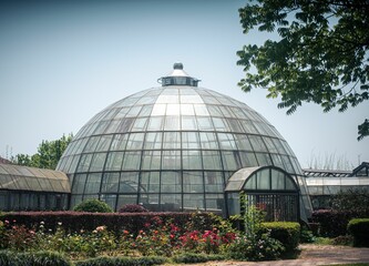 Obraz premium Greenhouse in Wuhan Botanical Garden under the sun