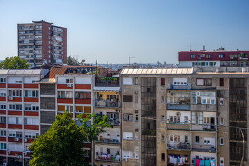 Fototapeta na wymiar Panoramic view on rooftops of Belgrade, Serbia