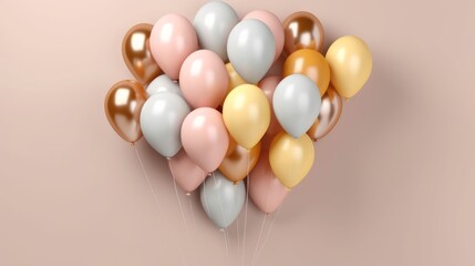 Fototapeta na wymiar Gender Party Balloons in Neutral Colors on a Simple Background. AI generated