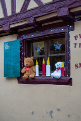 Christmas decorations in Eguisheim village⁩, Alsace, France