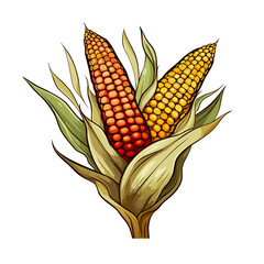 Corn watercolor vector illustration, Vegetable isolated on transparent background, AI Generative