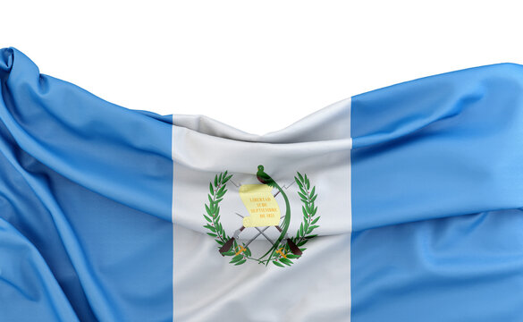 Flag of Guatemala isolated on white background with copy space above. 3D rendering