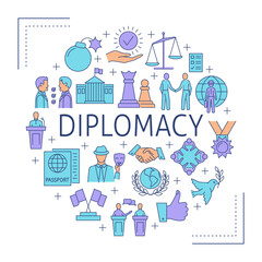 Diplomacy round poster in line style