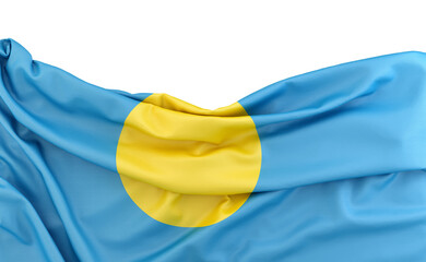 Flag of Palau isolated on white background with copy space above. 3D rendering