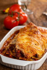 lasagna in a casserole