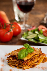 lasagna on a white plate