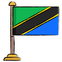 Hand drawn Tanzania flag icon