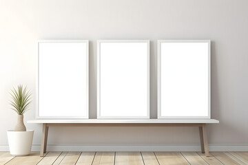 Fototapeta premium Frame Mockup Tranquility: Serene Gallery Ambiance, generative ai