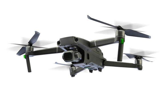 A flying drone isolated on transparency background