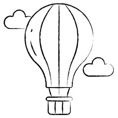 Hand drawn Hot air baloon icon