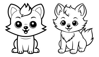 Wolf outline, Wolf color page, Wolf icon , logo	