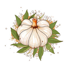 Garlic watercolor vector illustration, Vegetable isolated on transparent background, AI Generative