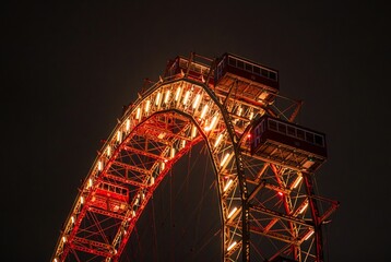 a close up of a lit up ferris wheel at night