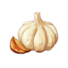 Garlic watercolor vector illustration, Vegetable isolated on transparent background, AI Generative