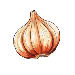 Garlic watercolor vector illustration, Vegetable isolated on transparent background, AI Generative