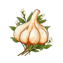 Garlic watercolor vector illustration, Vegetable isolated on transparent background, AI Generative