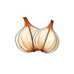 Garlic watercolor vector illustration, Vegetable isolated on transparent background, AI Generative