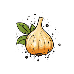 Garlic watercolor vector illustration, Vegetable isolated on transparent background, AI Generative
