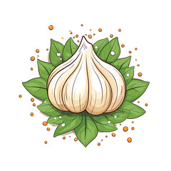 Garlic watercolor vector illustration, Vegetable isolated on transparent background, AI Generative