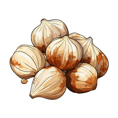 Garlic watercolor vector illustration, Vegetable isolated on transparent background, AI Generative