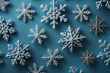Snowflake ornament on blue background