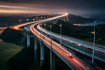 traffic on highway at night generated Ai.