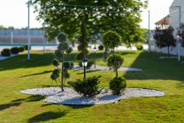 Beautiful view of fountains in the garden
