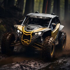 yellow side by side in the mud