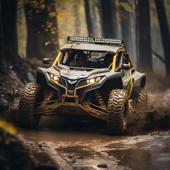 yellow side by side in the mud