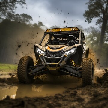 yellow side by side in the mud