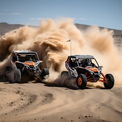 Side by side driving fast off road