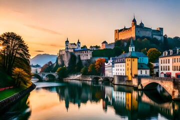 Naklejka premium Charles bridge at night generated Ai.