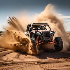 Side by side driving fast off road