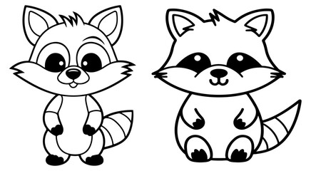 Racoon color page, Racoon outline, Racoon icon , logo	