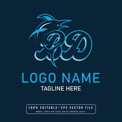 Editable shark with BD letter logo design vector BD letter shark logo design	