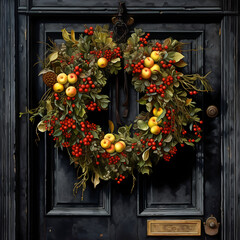 autumn wreath on door