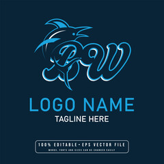 Editable shark with BW letter logo design vector BW letter shark logo design	