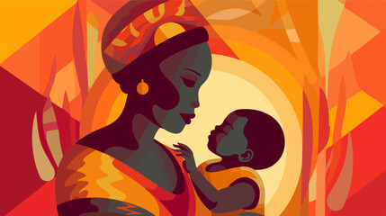 Native African mother in tender portrayal.