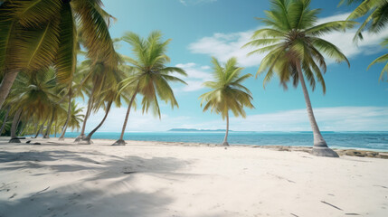 Fototapeta na wymiar Tropical palm trees on a sandy beach
