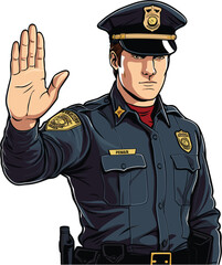 Digital illustration of a cartoon male police officer character