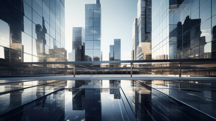 Fototapeta na wymiar Urban reflections on modern buildings