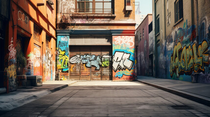 Fototapeta na wymiar Urban street scenes with graffiti art