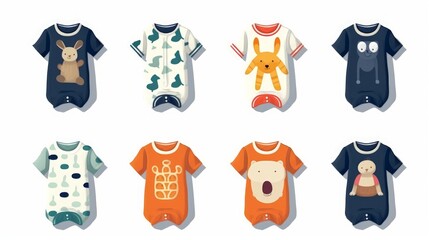 Fototapeta na wymiar Kids Bodysuits in different colors and design. AI generated