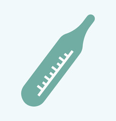 Thermometer, instrument, doctor, nurse. Cold, heat, climate. Hot, iced. Degree, measure, fever, temperature. Vector, symbol, icon, illustration