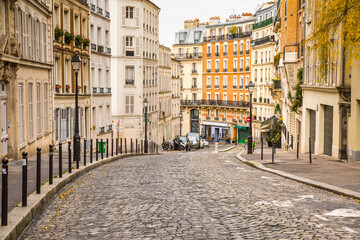 Fototapeta na wymiar Historic street in Paris on Montmartre