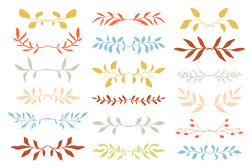Floral dividers set Hand drawn leaf borders decor