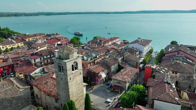 Aerial View of City and Peninsula of Sirmione