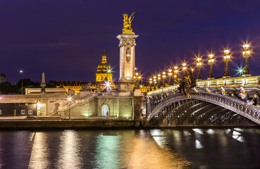 Fototapeta na wymiar Alexandre III bridge in Paris at night