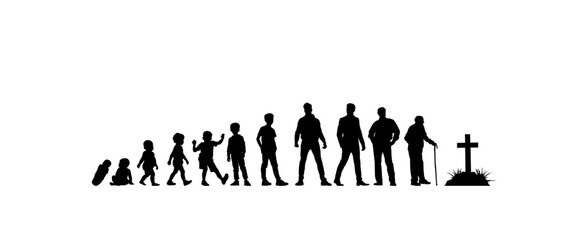 vector illustration. Silhouette of a growth man. Growing up. life scale.