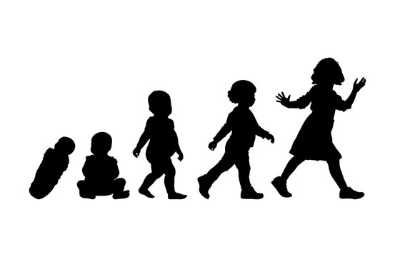 vector illustration. Silhouette of a growth man. Growing up. life scale.